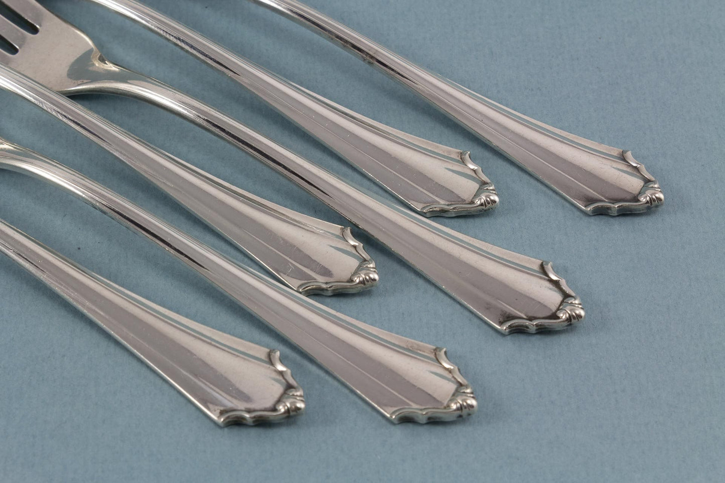Six silver cake forks by BSF, 800 silver