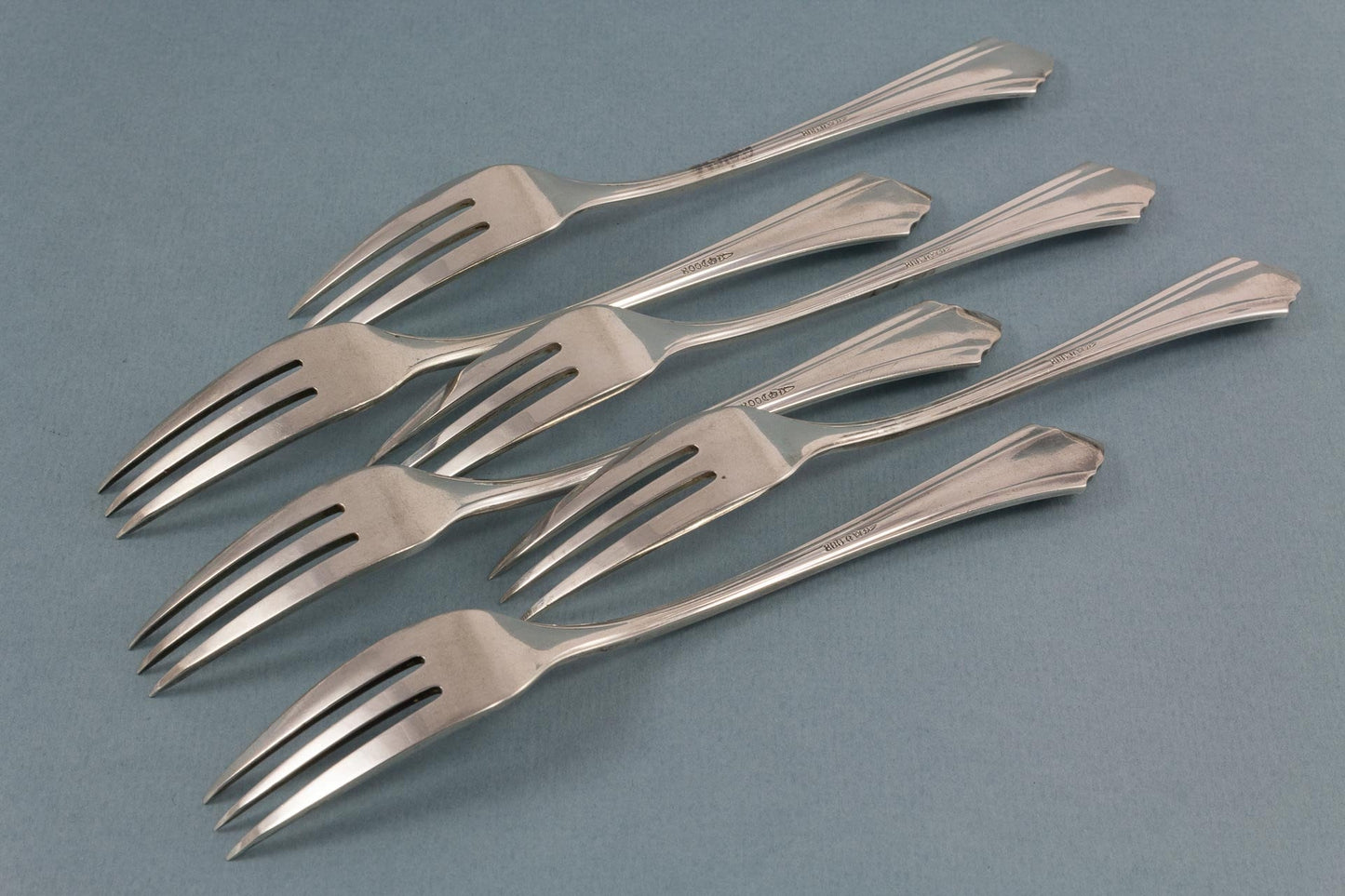 Six silver cake forks by BSF, 800 silver