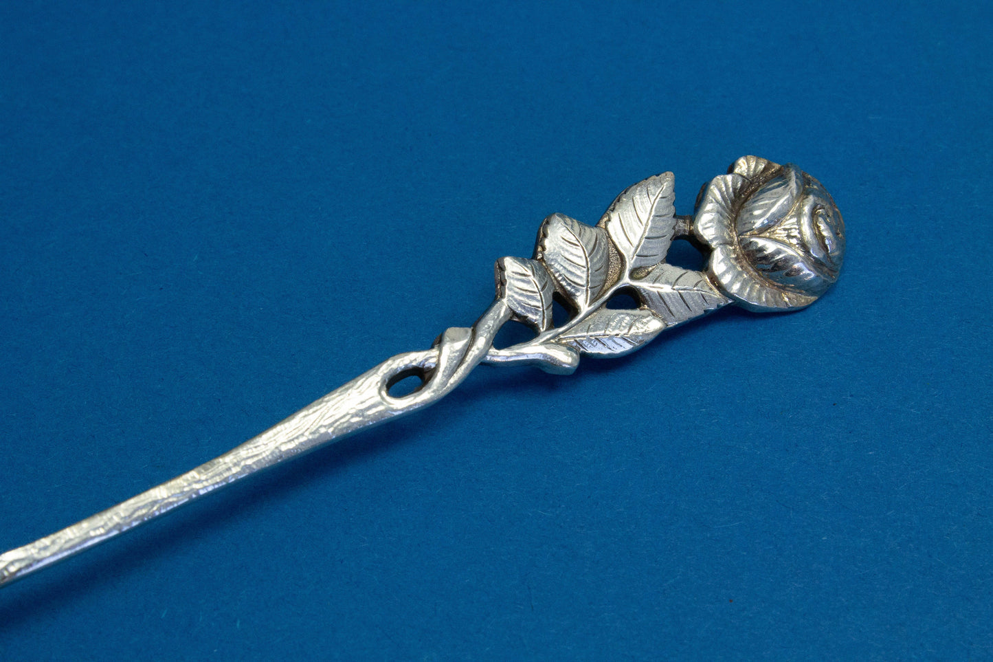 Silver plated fork with roses, bread fork 