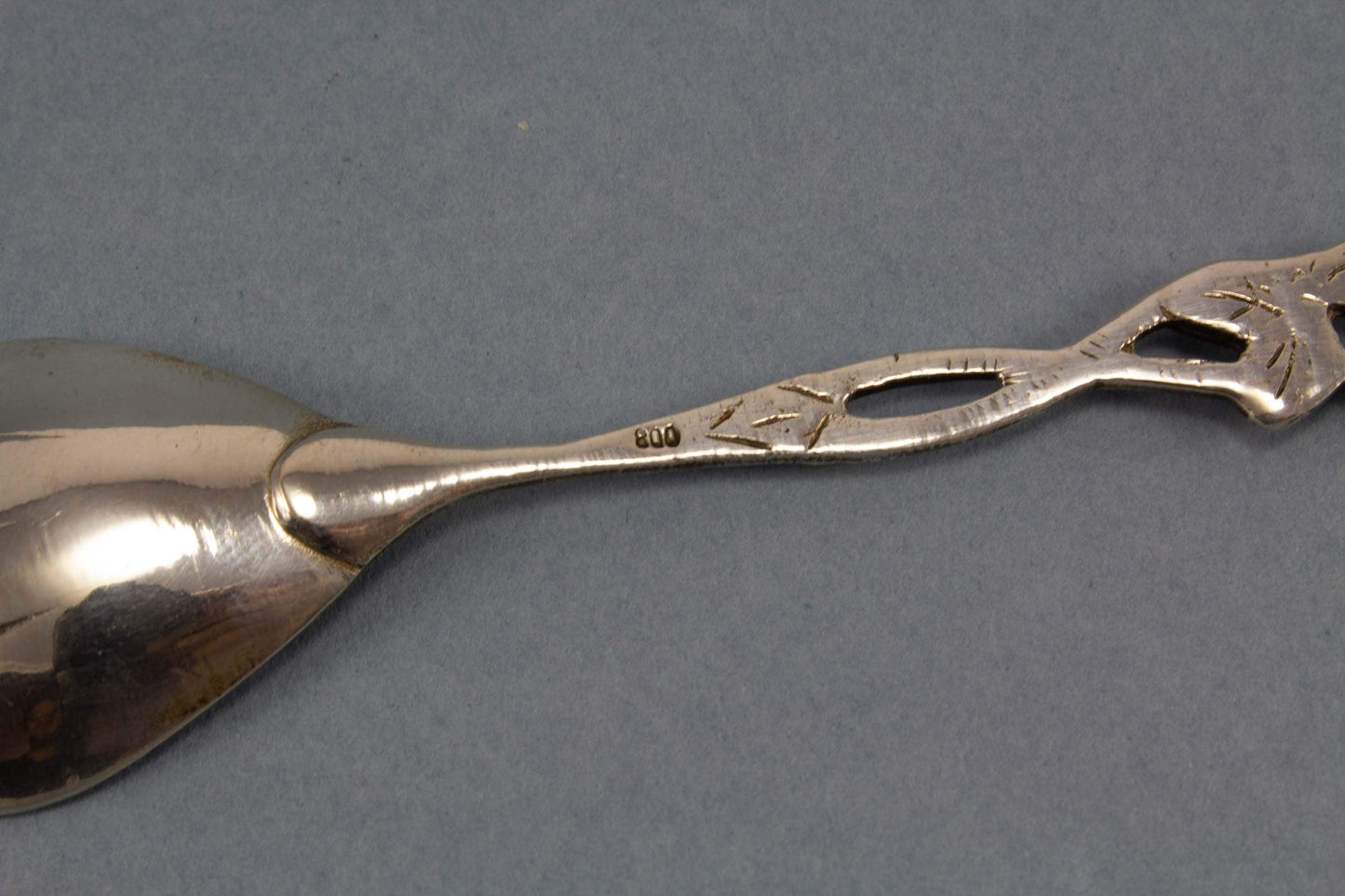 Small sugar spoon, 800 silver, rose cutlery