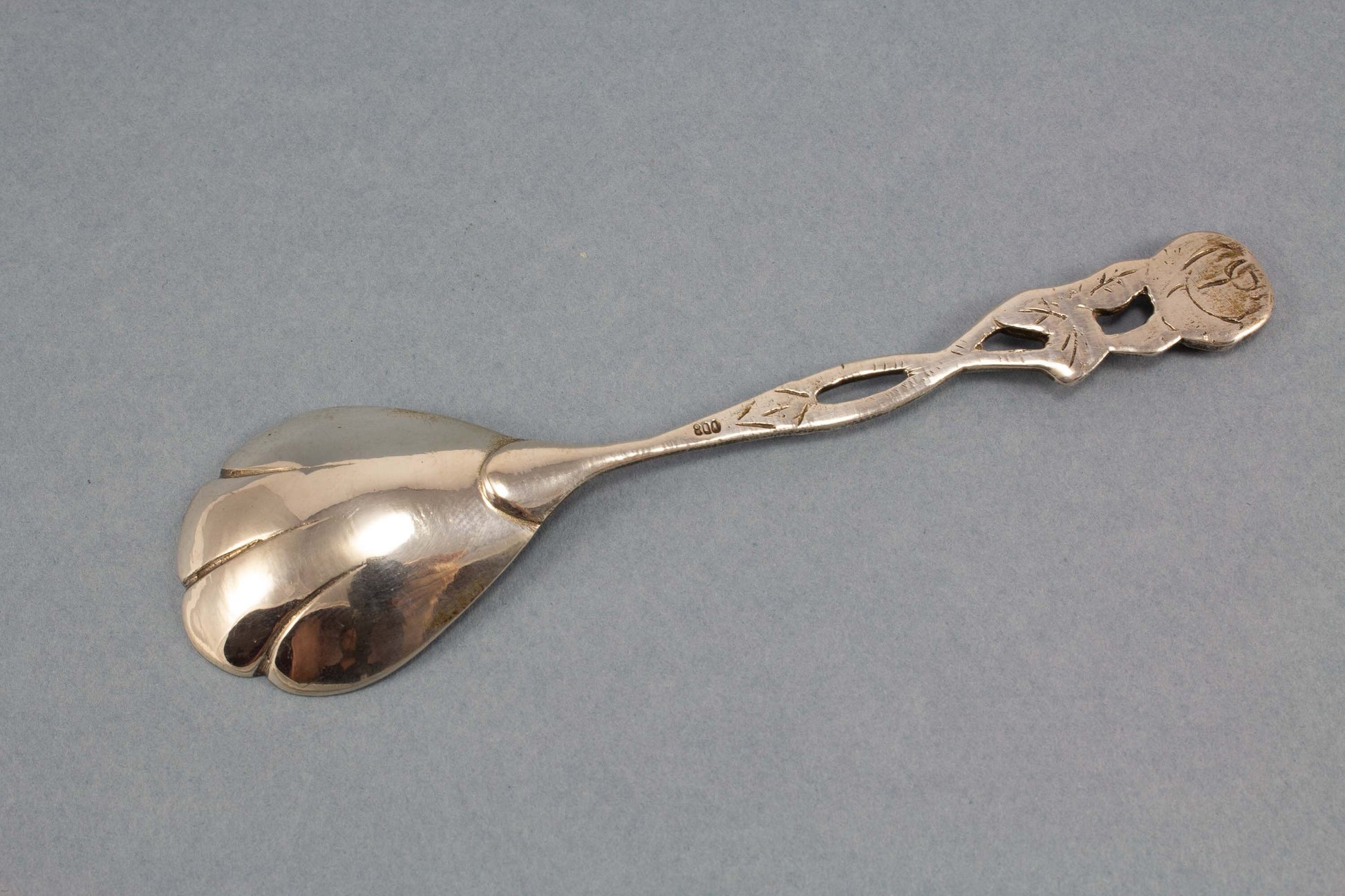 Small sugar spoon, 800 silver, rose cutlery