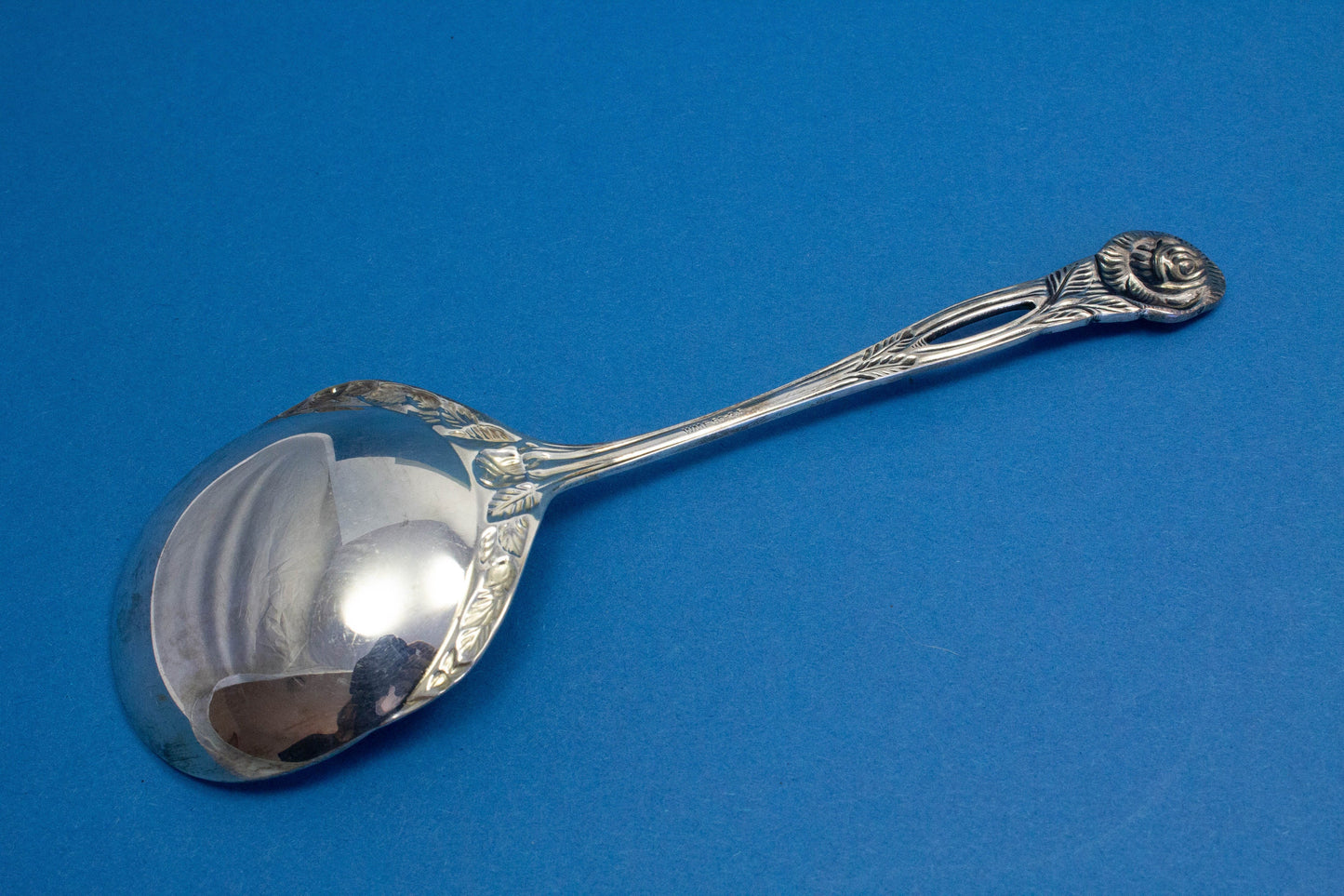 Cream spoon, silver plated vintage spoon with roses 