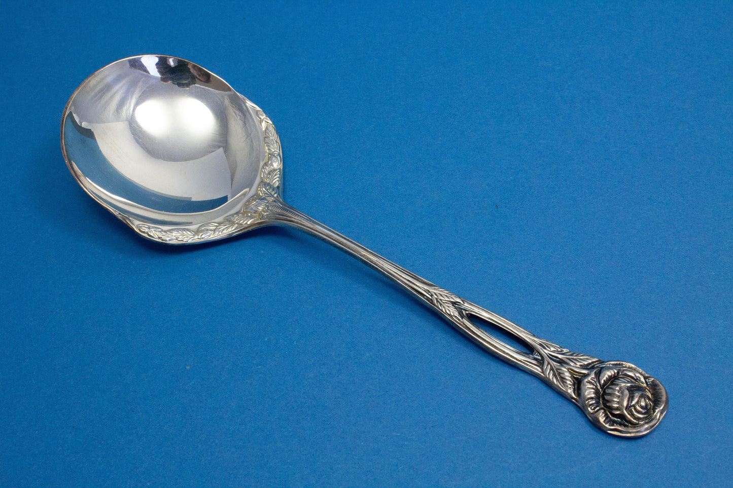 Cream spoon, silver plated vintage spoon with roses 