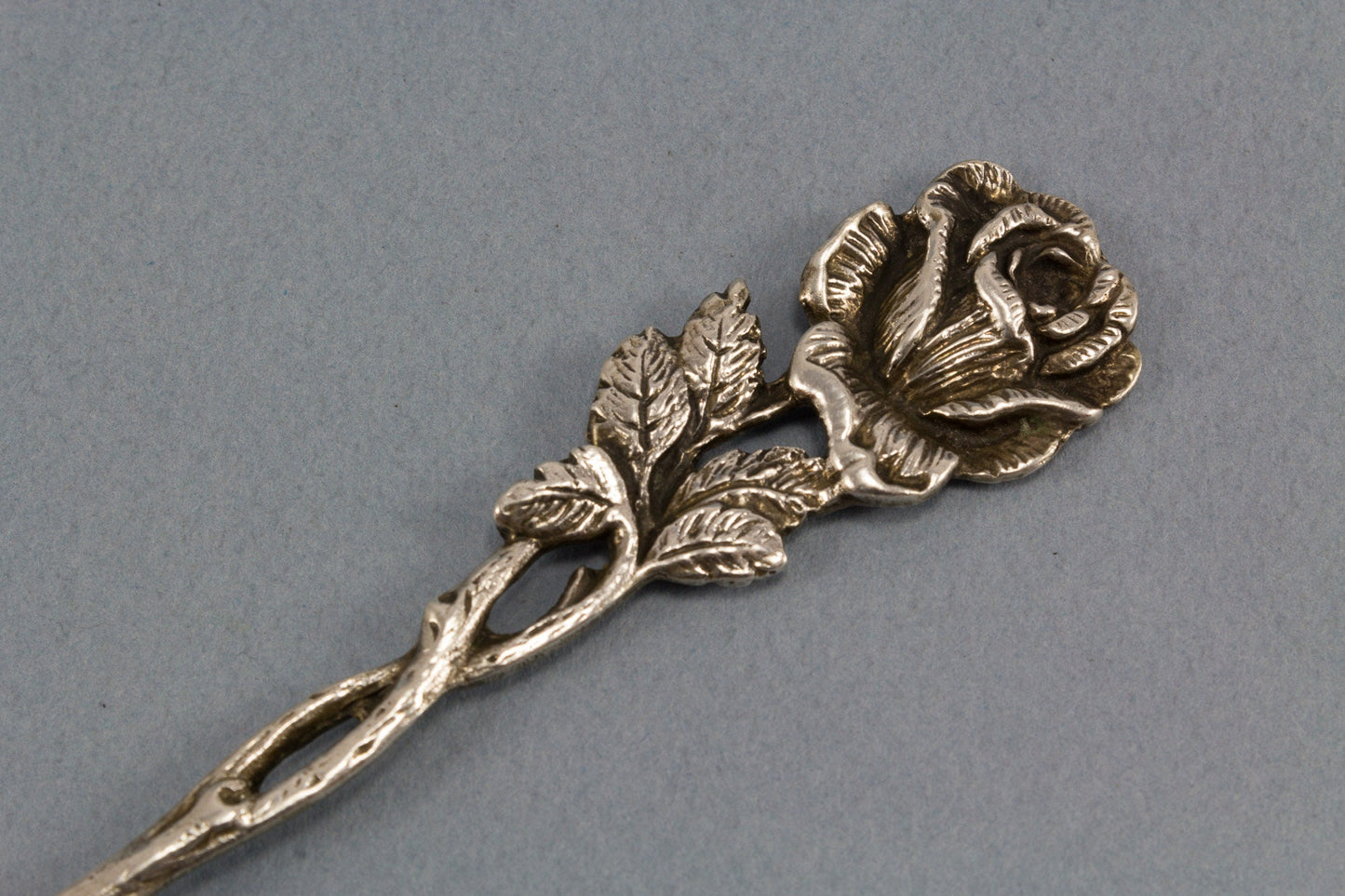 Beautiful fork made of 800 silver with roses for antipasti, bread and chocolates 