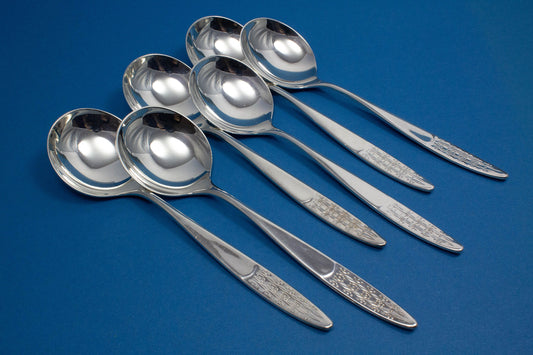 6 silver plated cup spoon, soup spoon, WMF Rio