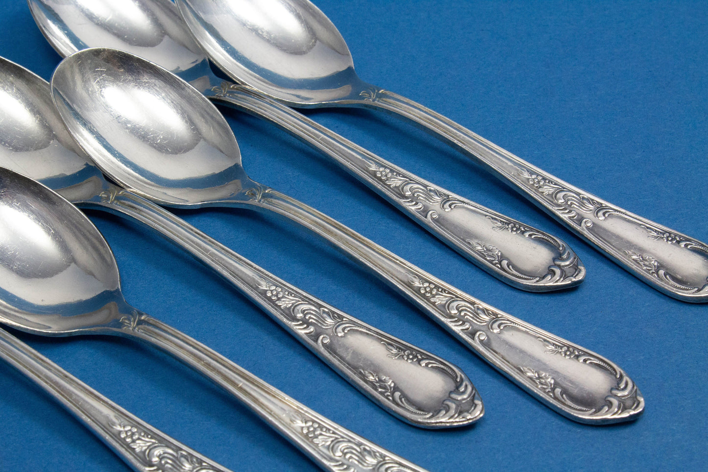 6 silver-plated mocha spoons with rococo pattern