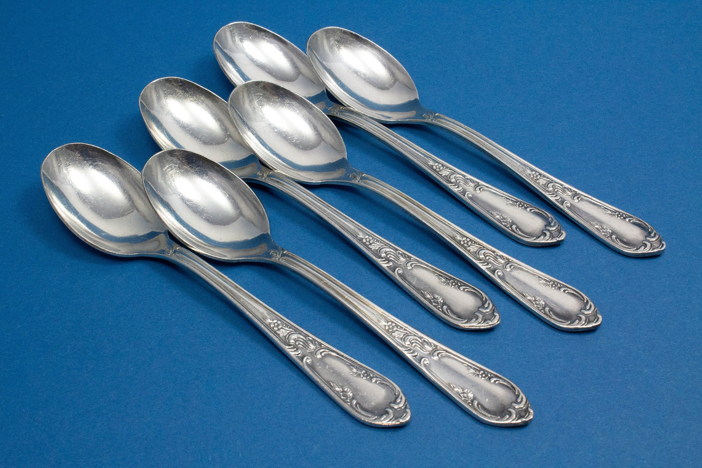 6 silver-plated mocha spoons with rococo pattern